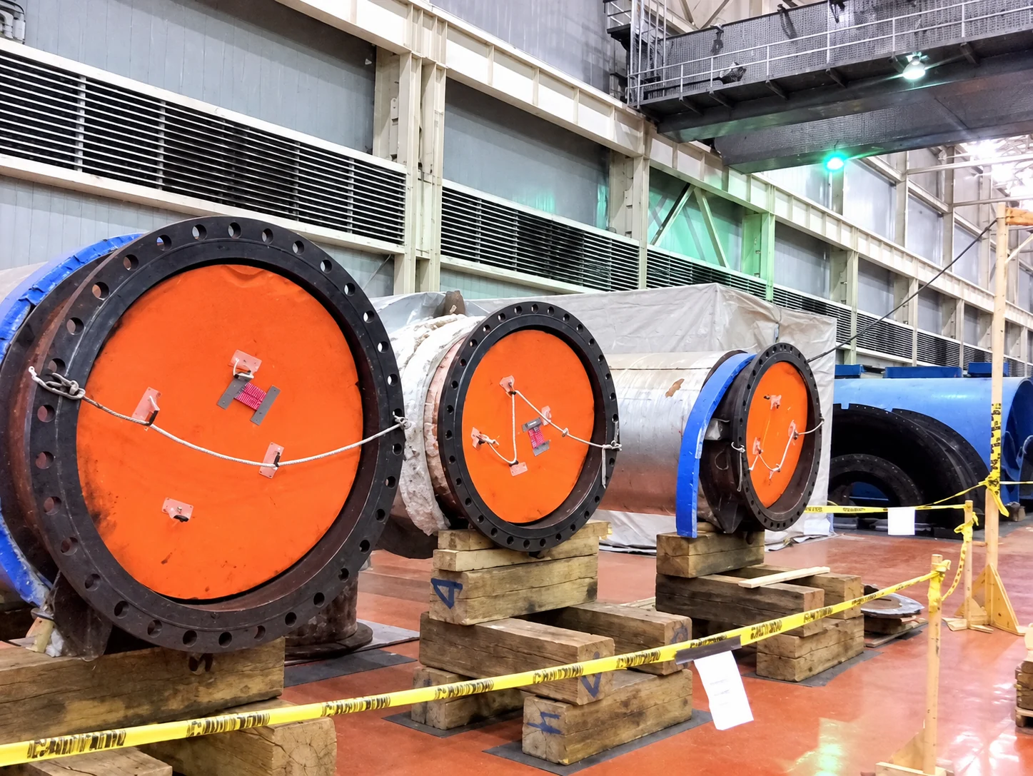 Orange Safe-T-Sponge products fitted into equipment openings